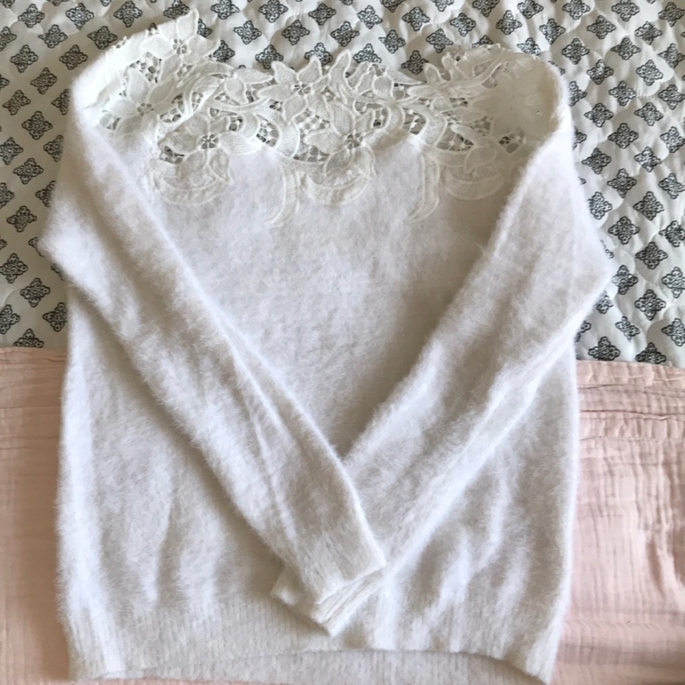 White off the shoulder pullover sweater